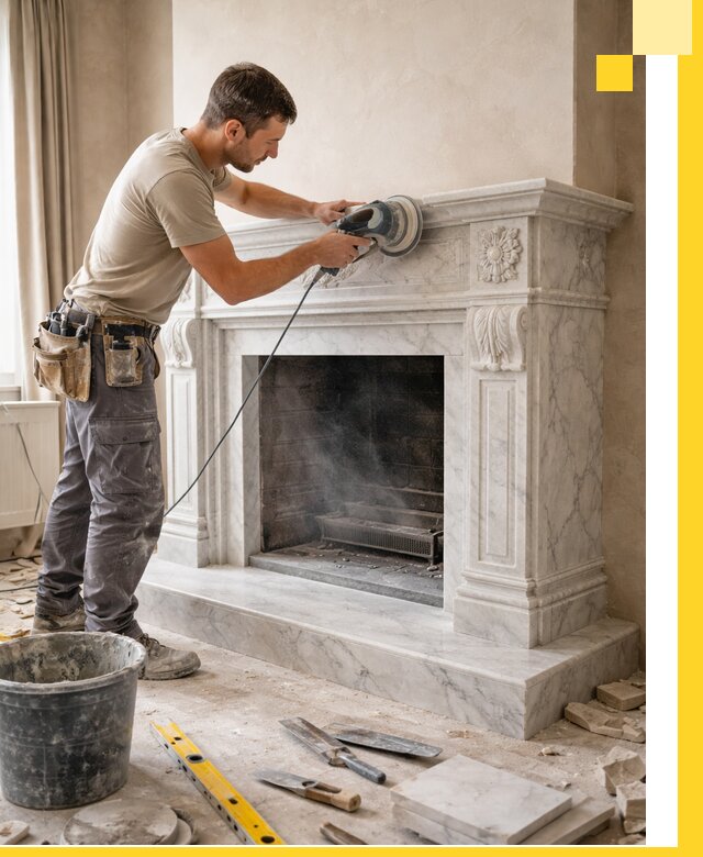 Изготовление и установка мраморных каминов в Пугачёве под ключ