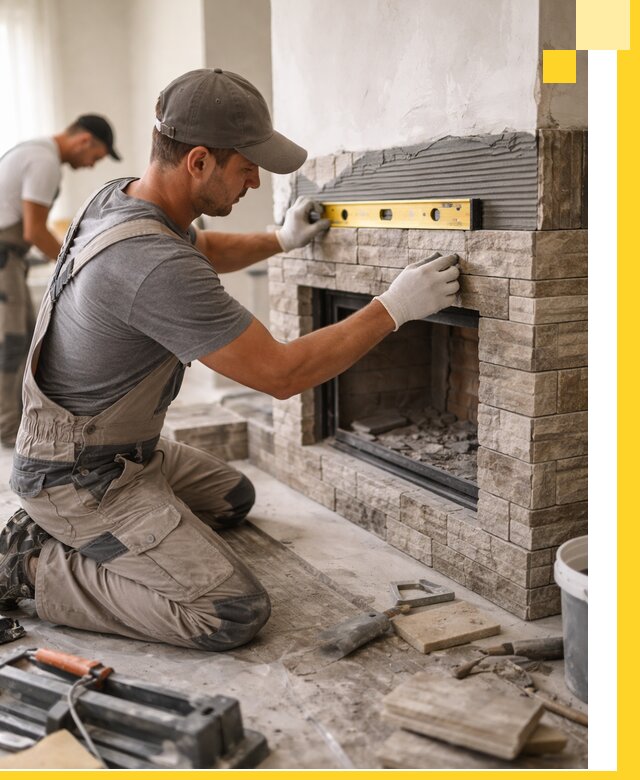 Облицовка каминов в Пугачёве, монтаж и отделка натуральным камнем