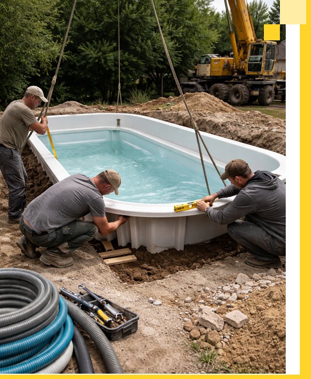 Установка и монтаж композитных бассейнов под ключ в Пугачёве