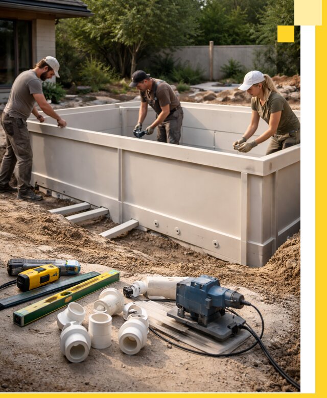 Установка полипропиленовых бассейнов под ключ в Пугачёве