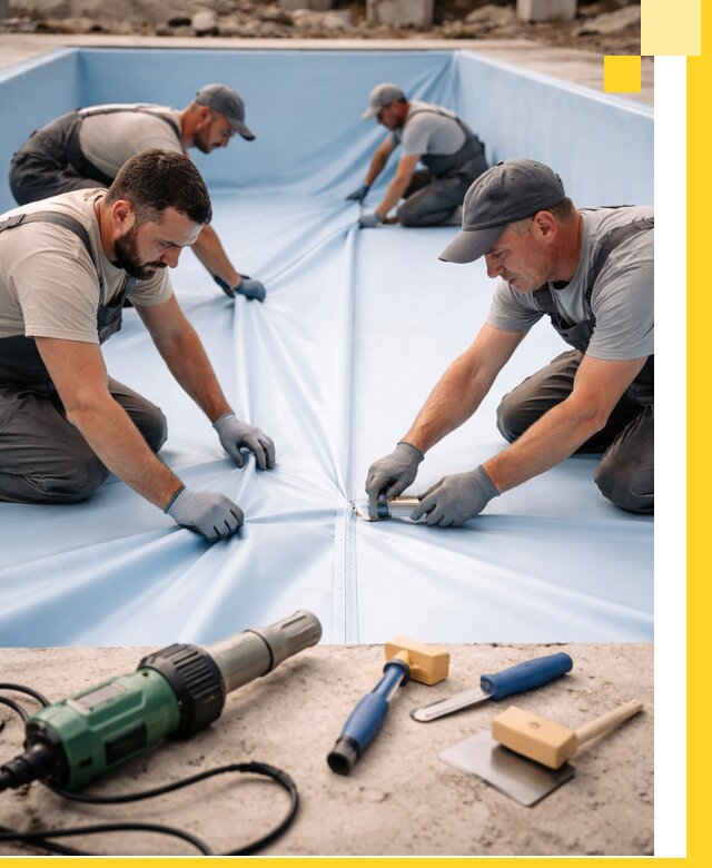 ПВХ пленка для бассейнов с монтажом и гарантией в Пугачёве