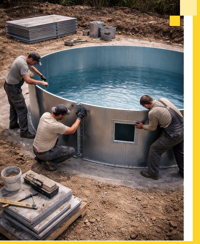 Круглые бассейны под ключ в Пугачёве проектирование и монтаж