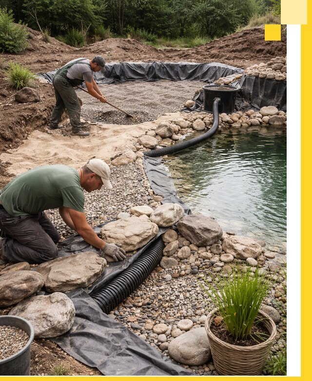 Строительство природных бассейнов и озер в Пугачёве под ключ