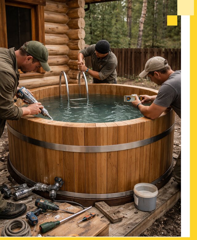 Строительство бань с купелью под ключ и отделкой в Пугачёве