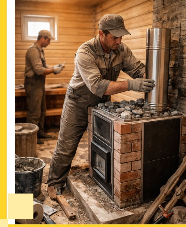 Монтаж печи в бане под ключ в Пугачёве от 20320 р. | ЭриданПгч