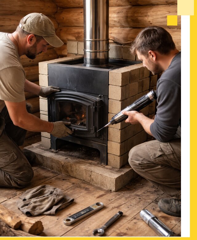 Монтаж и установка печи в бане под ключ с гарантией в Пугачёве