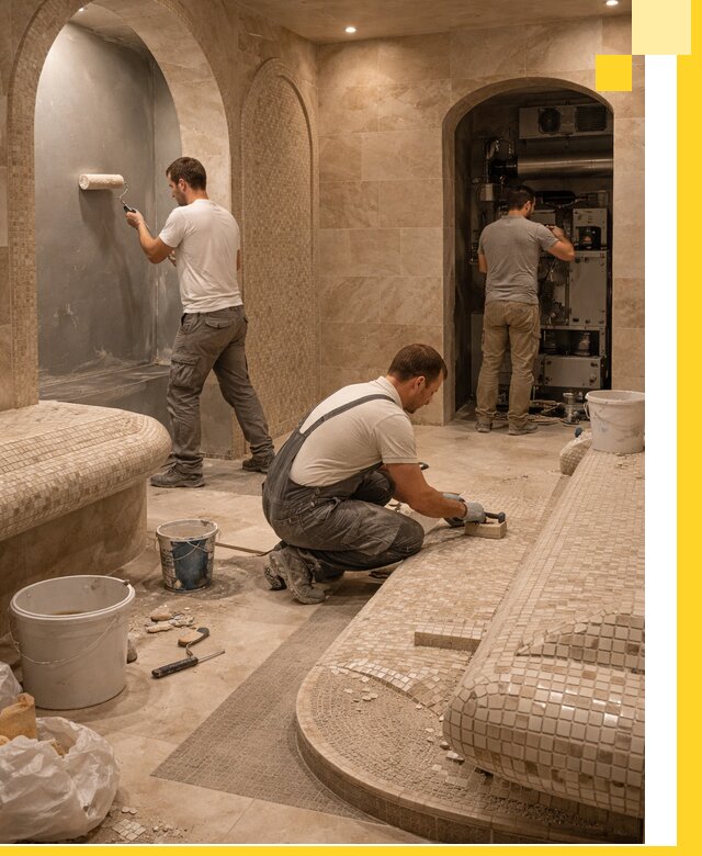 Строительство бани с хамамом и бассейном под ключ в Пугачёве