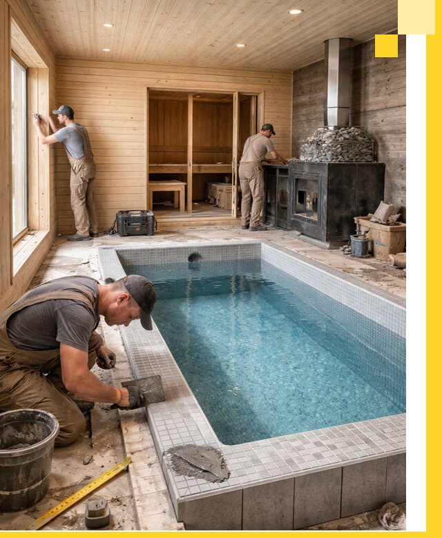 Проект бани с бассейном и сауной в Пугачёве под ключ