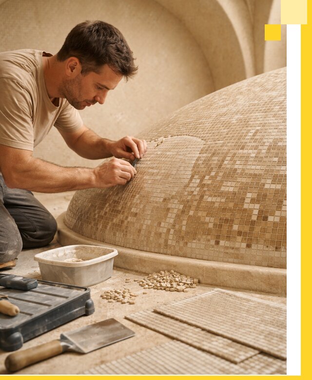 Профессиональная укладка мозаики для хамама под ключ в Пугачёве