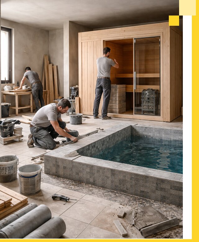 SPA зоны под ключ с бассейном сауной и печью в Пугачёве